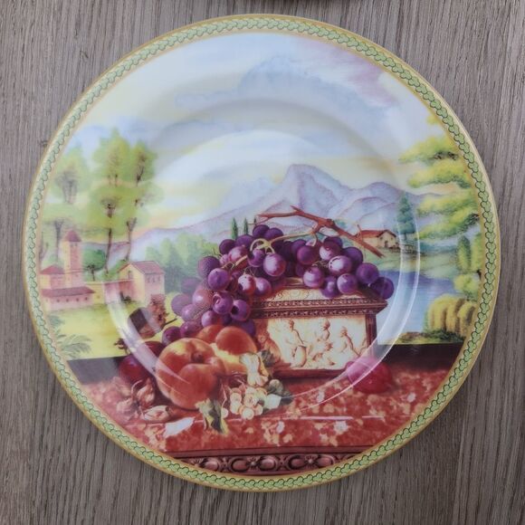 French Home De Limoges France 4 Porcelain Plates with Fruits - Picture 4 of 10